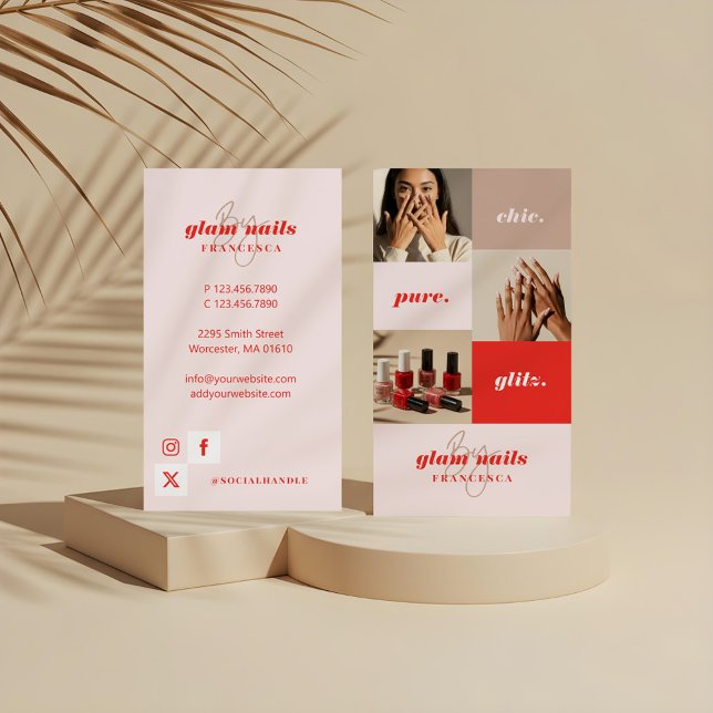 Modern Minimal Nail Salon Business Photo Collage Business Card (Modern Minimal Nail Salon Business Photo Collage Business Card)