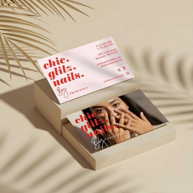 Modern Minimal Nail Salon Business Photo Photo Business Card (Modern Minimal Nail Salon Business Photo Photo Business Card)