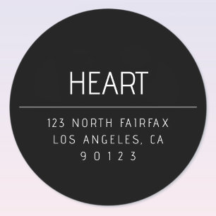Modern Minimal Name & Address   Black & White Classic Round Sticker