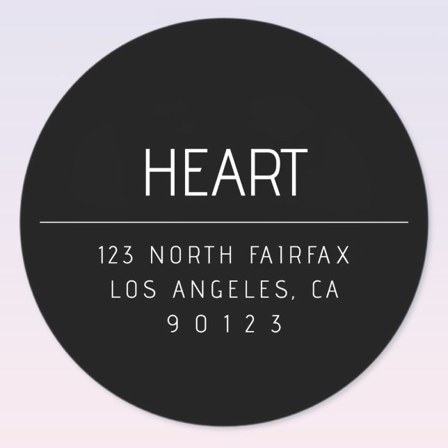 Modern Minimal Name & Address | Black & White Classic Round Sticker (Creator Uploaded)