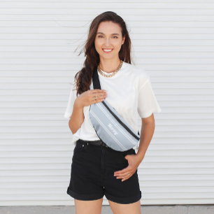 Modern Minimal Name Monogram Script Template Blue Bum Bags