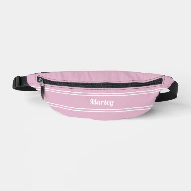 Modern Minimal Name Monogram Script Template Pink Bum Bags (Front)