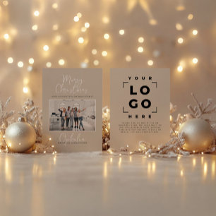 Modern minimal natural script boho QRcode Holiday Card