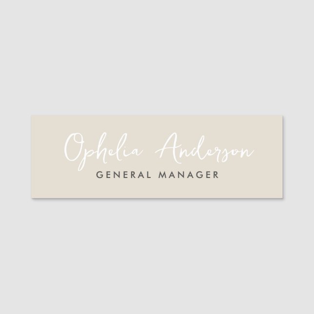 Modern minimal natural script boho QRcode Name Tag (Front)