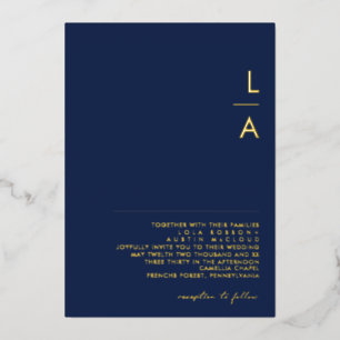 Modern Minimal Navy And Gold Monogram Wedding Real