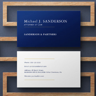 Modern minimal navy blue attorney at law business card
