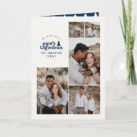 Modern minimal Navy blue Christmas multi photo