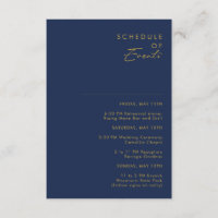 Modern Minimal Navy Blue Gold Schedule of Events
