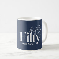 Modern minimal navy blue photo 50th birthday
