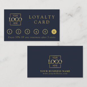 Modern Minimal Navy Blue Professional Logo Reward Loyalty Card