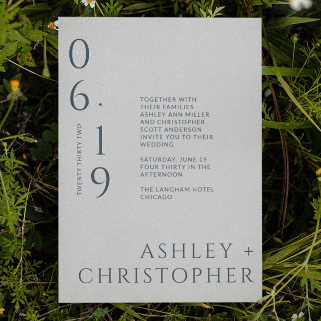 Modern Minimal Navy & Grey Split Date Wedding Invitation (Creator Uploaded)