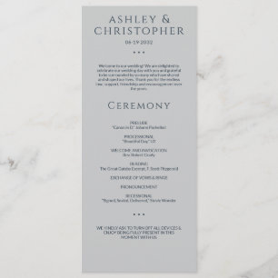 Modern Minimal Navy & Grey Wedding Ceremony Programme