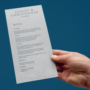 Modern Minimal Navy & Grey Wedding Reception Menu
