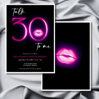 Modern Minimal Neon Pink Lips Talk Thirty Birthday
