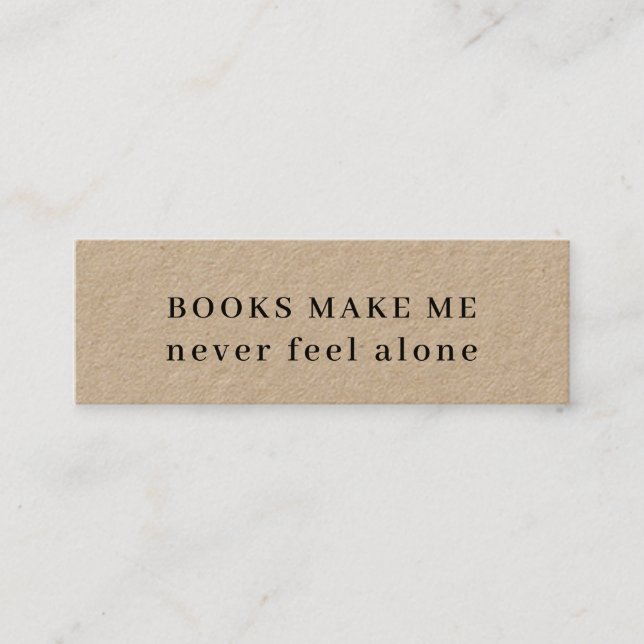 Modern Minimal Never Alone Reading Bookmark Mini Business Card (Front)