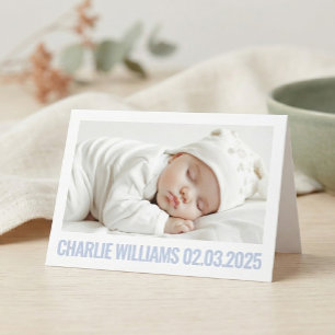 Modern minimal new baby photo thank you announcement