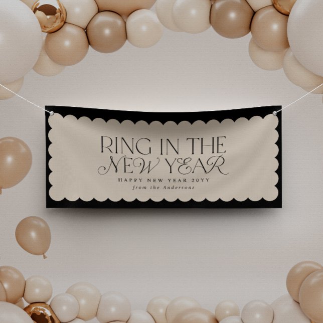 Modern minimal new year black holiday wavy edge banner (Creator Uploaded)