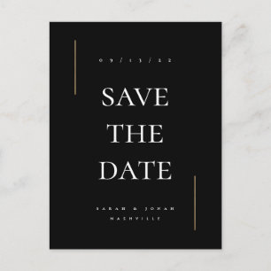 Modern minimal non photo save the date announcement postcard