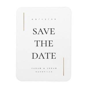 Modern minimal non photo save the date magnet