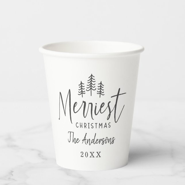 Modern minimal nordic rustic Christmas party Paper Cups (Front)