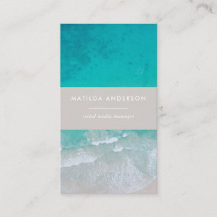 Modern minimal ocean beach typography chic business card