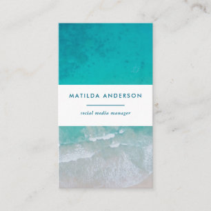 Modern minimal ocean beach typography chic business card