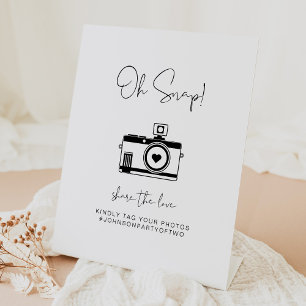 Modern Minimal Oh Snap Photo Hashtag Wedding Sign