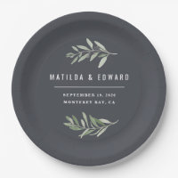 Modern minimal olive branch foliage wedding party