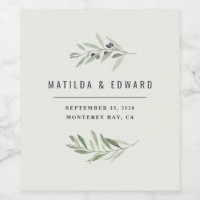Modern minimal olive branch foliage wedding party