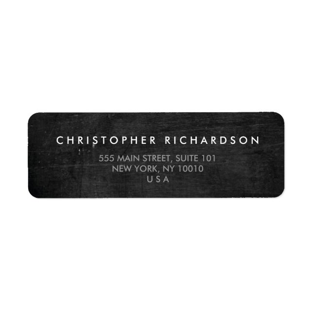 MODERN & MINIMAL on BLACK WOOD Address Label (Front)