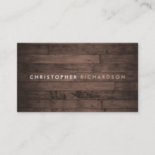 MODERN & MINIMAL on RUSTIC BROWN WOOD Business Card