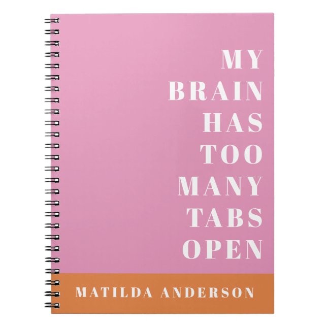 Modern minimal orange and pink typography notebook (Front)
