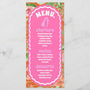 Modern Minimal Orange Retro Floral Arch Menu
