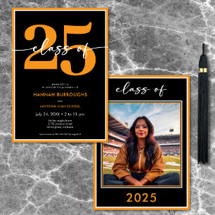Modern Minimal Orange Script Graduation Party Invitation