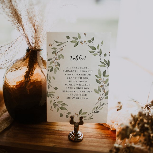 Modern Minimal Organic Greenery Table Seating Card (Creator Uploaded)