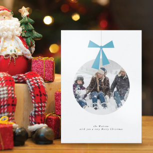 Modern Minimal Ornament Photo Christmas Card