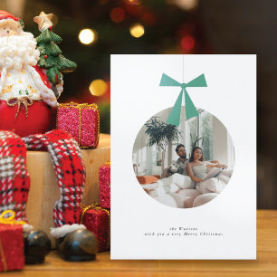Modern Minimal Ornament Photo Christmas Card