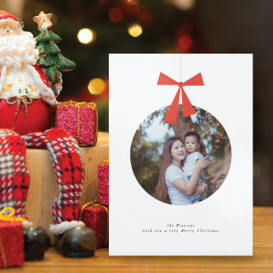 Modern Minimal Ornament Photo Christmas Card