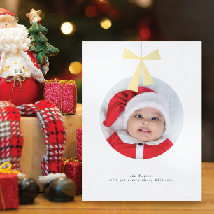 Modern Minimal Ornament Photo Christmas Card