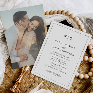 Modern Minimal Overlay Photo Wedding Invitation