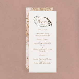 Modern Minimal Oyster Pearl Beach Wedding Menu