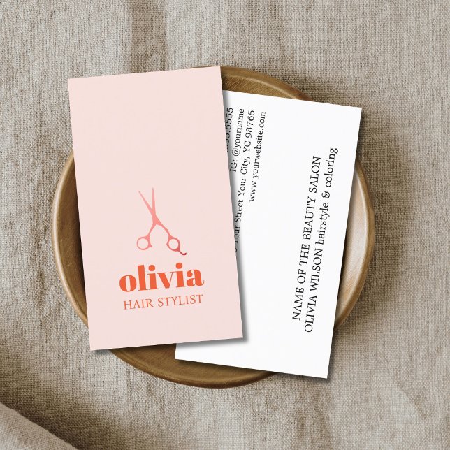 Modern Minimal Pastel Bold Hair Salon Business Card (Creator Uploaded)