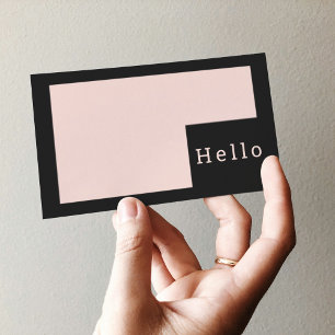 Modern Minimal Pastel Pink & Black Hello Business Business Card