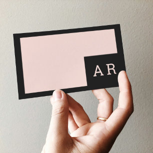 Modern Minimal Pastel Pink & Black Hello Business Card