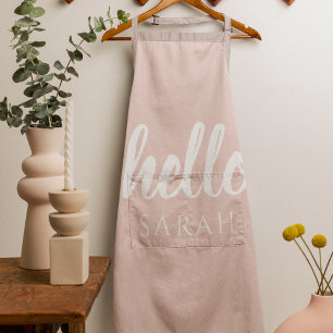 Modern Minimal Pastel Pink Hello And You Name Apron