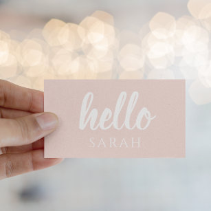Modern Minimal Pastel Pink Hello And You Name Business Card