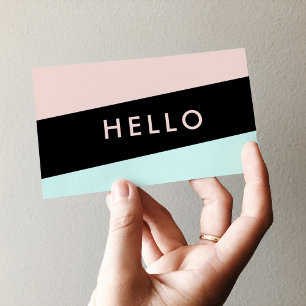 Modern Minimal Pastel Pink & Mint Hello Business Card