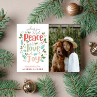 Modern Minimal Peace Love Joy Dog Photo