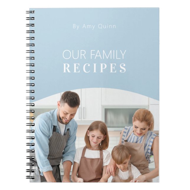 Modern Minimal Personalise Photo with White Texts Notebook (Front)