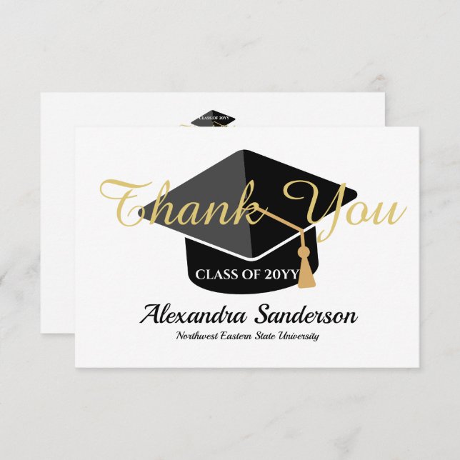 Modern Minimal Personalise School Class Graduation Thank You Card (Front/Back)